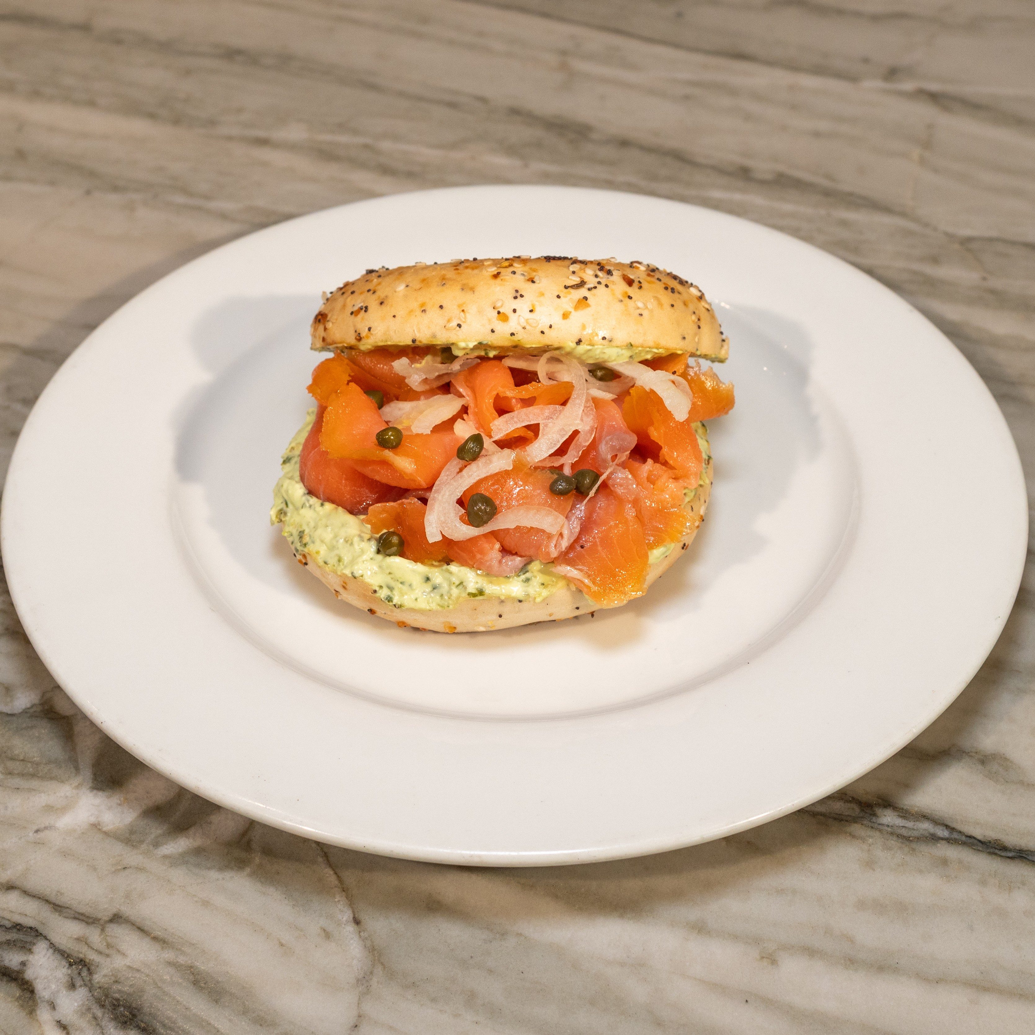 Salmon Bagel Sandwich.
