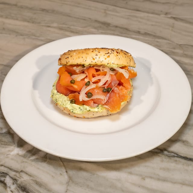 Salmon Bagel Sandwich.